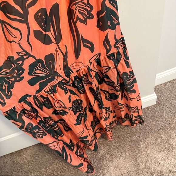 Tanya Taylor Pink Green Leaf Silk Cotton Maxi Dress 4 - Picture 11 of 16